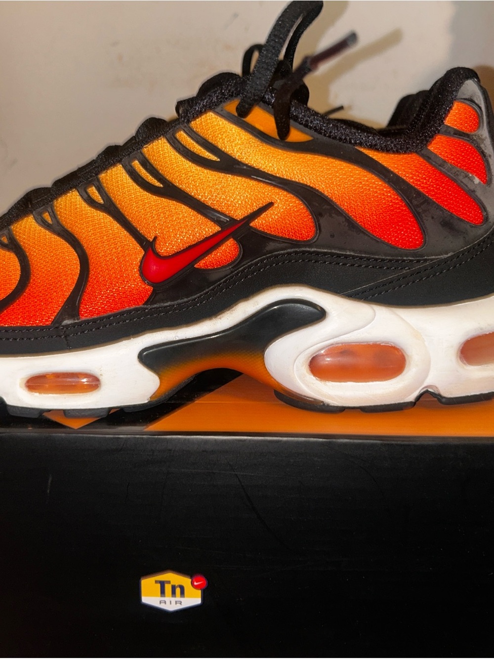 Nike Mens Air Max Plus TN - Orange and Red with Black Accents